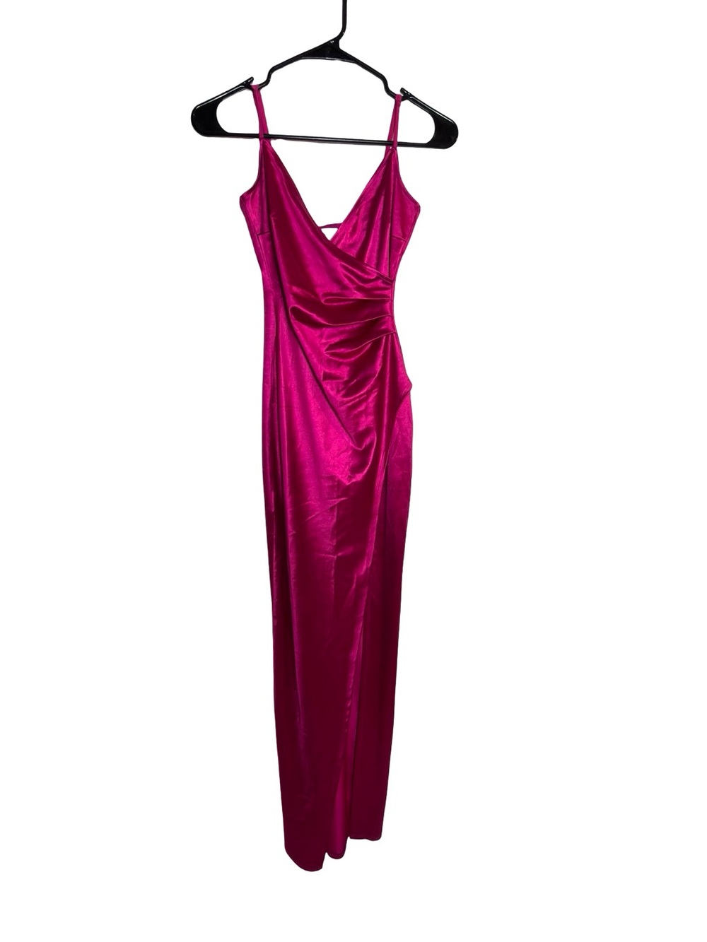 Honey and Rosie Magenta Satin Slip Maxi Dress